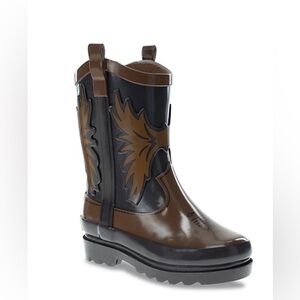 Kids Brown and Black Western Rain Boot Size 4